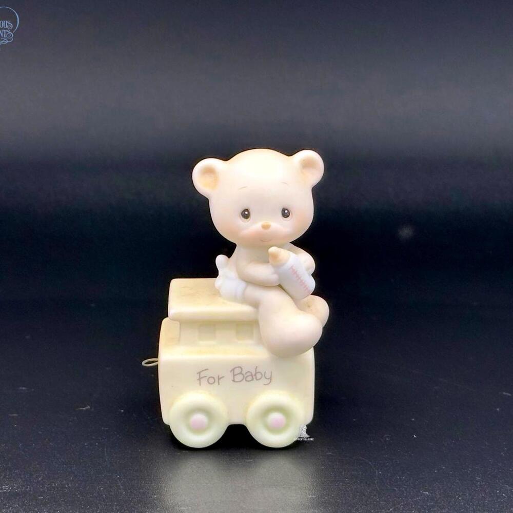 Precious Moments Baby Bear on Toy Train Figurine